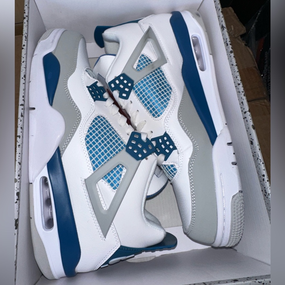 Jordan 4 Shoes White Blue Gray